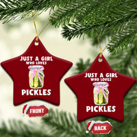 Just a Girl Who Loves Pickles Ceramic Ornament Pickle Jars with Coquette Bow - Wonder Print Shop