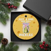 Just a Girl Who Loves Pickles Ceramic Ornament Pickle Jars with Coquette Bow - Wonder Print Shop