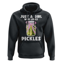 Just a Girl Who Loves Pickles Hoodie Pickle Jars with Coquette Bow - Wonder Print Shop
