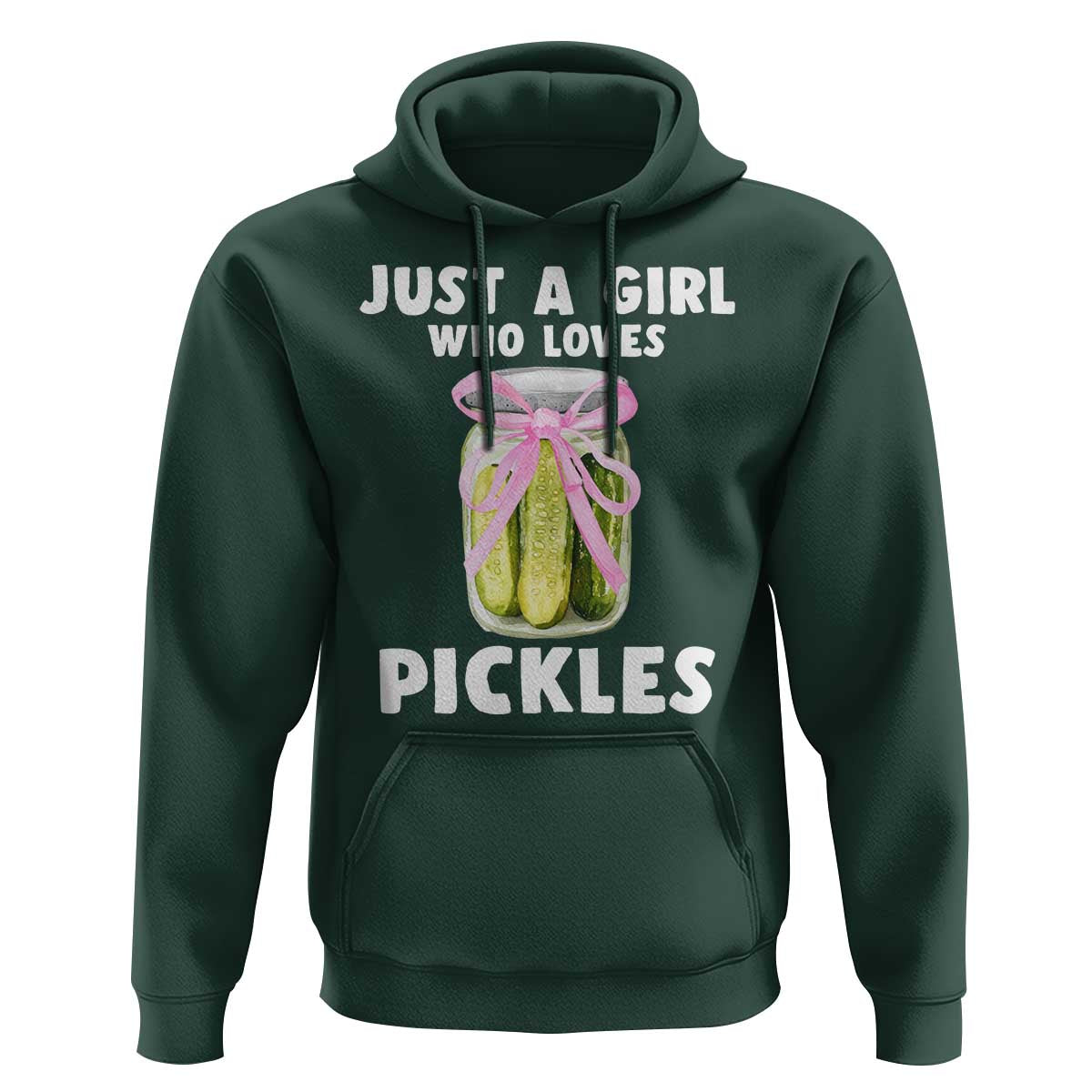 Just a Girl Who Loves Pickles Hoodie Pickle Jars with Coquette Bow - Wonder Print Shop