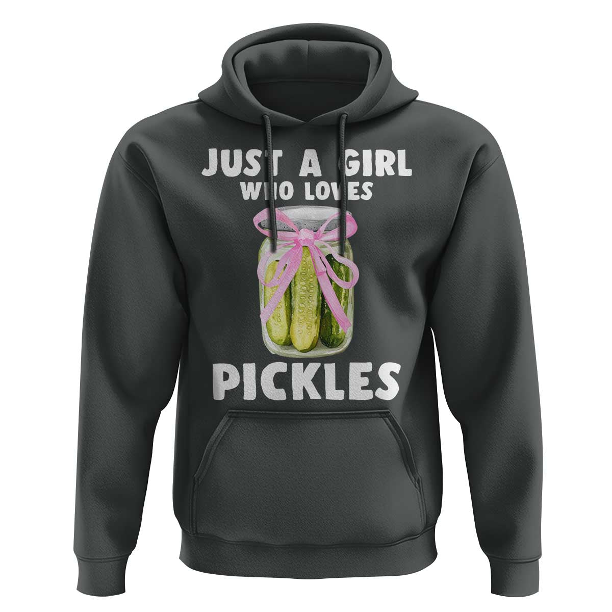 Just a Girl Who Loves Pickles Hoodie Pickle Jars with Coquette Bow - Wonder Print Shop
