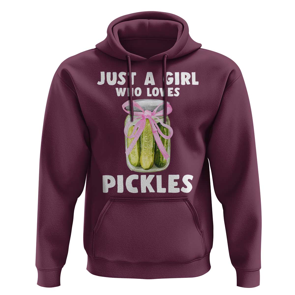Just a Girl Who Loves Pickles Hoodie Pickle Jars with Coquette Bow - Wonder Print Shop