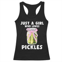 Just a Girl Who Loves Pickles Racerback Tank Top Pickle Jars with Coquette Bow - Wonder Print Shop