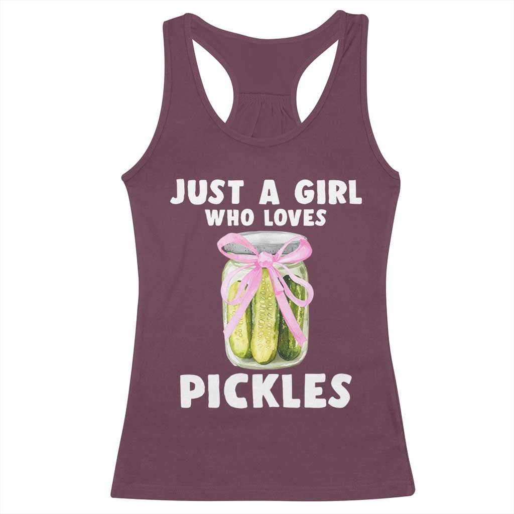 Just a Girl Who Loves Pickles Racerback Tank Top Pickle Jars with Coquette Bow - Wonder Print Shop