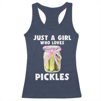 Just a Girl Who Loves Pickles Racerback Tank Top Pickle Jars with Coquette Bow - Wonder Print Shop