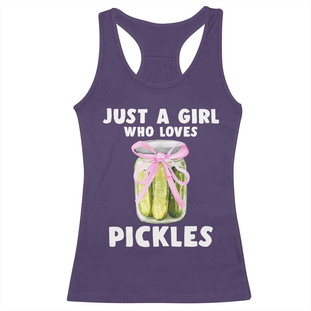 Just a Girl Who Loves Pickles Racerback Tank Top Pickle Jars with Coquette Bow - Wonder Print Shop