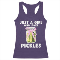 Just a Girl Who Loves Pickles Racerback Tank Top Pickle Jars with Coquette Bow - Wonder Print Shop