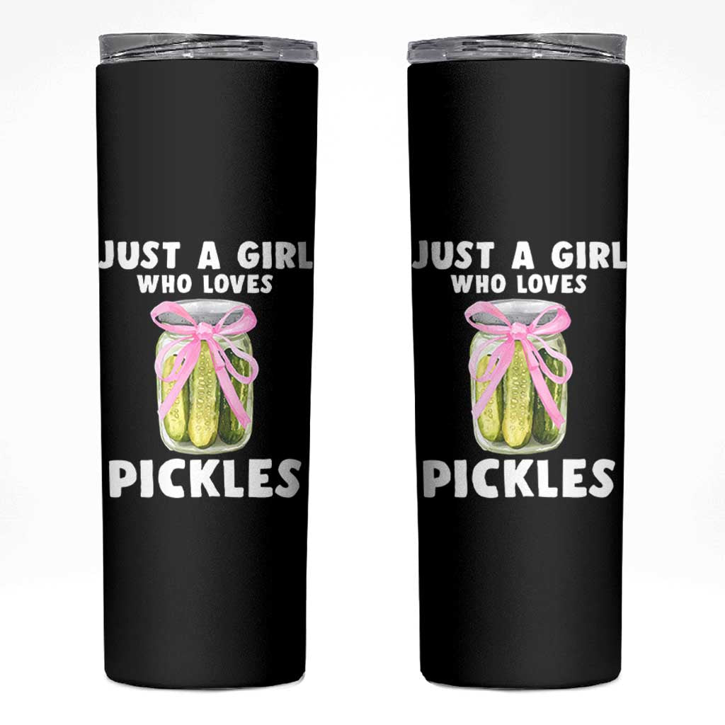 Just a Girl Who Loves Pickles Skinny Tumbler Pickle Jars with Coquette Bow - Wonder Print Shop