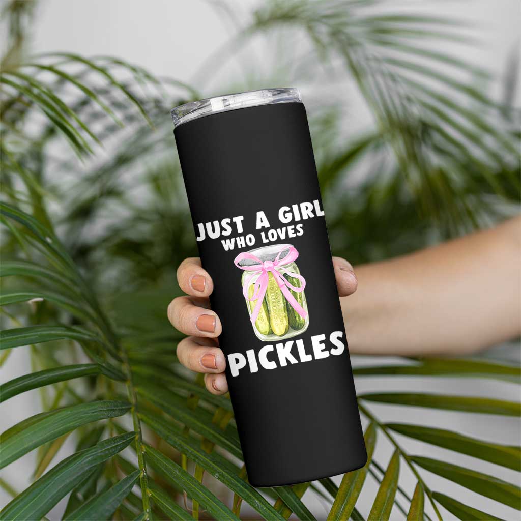 Just a Girl Who Loves Pickles Skinny Tumbler Pickle Jars with Coquette Bow - Wonder Print Shop