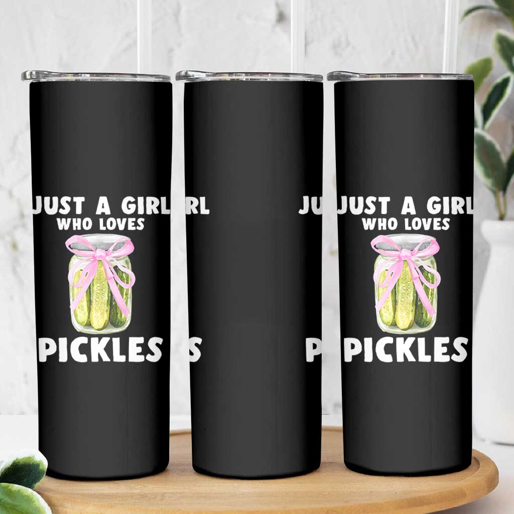 Just a Girl Who Loves Pickles Skinny Tumbler Pickle Jars with Coquette Bow - Wonder Print Shop