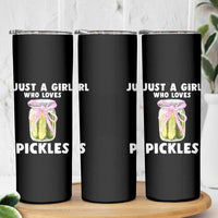 Just a Girl Who Loves Pickles Skinny Tumbler Pickle Jars with Coquette Bow - Wonder Print Shop