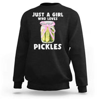 Just a Girl Who Loves Pickles Sweatshirt Pickle Jars with Coquette Bow - Wonder Print Shop