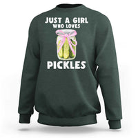 Just a Girl Who Loves Pickles Sweatshirt Pickle Jars with Coquette Bow - Wonder Print Shop