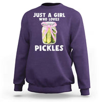 Just a Girl Who Loves Pickles Sweatshirt Pickle Jars with Coquette Bow - Wonder Print Shop