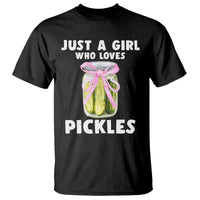 Just a Girl Who Loves Pickles T Shirt Pickle Jars with Coquette Bow - Wonder Print Shop