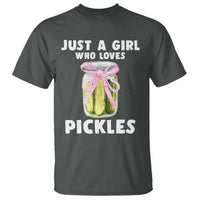 Just a Girl Who Loves Pickles T Shirt Pickle Jars with Coquette Bow - Wonder Print Shop