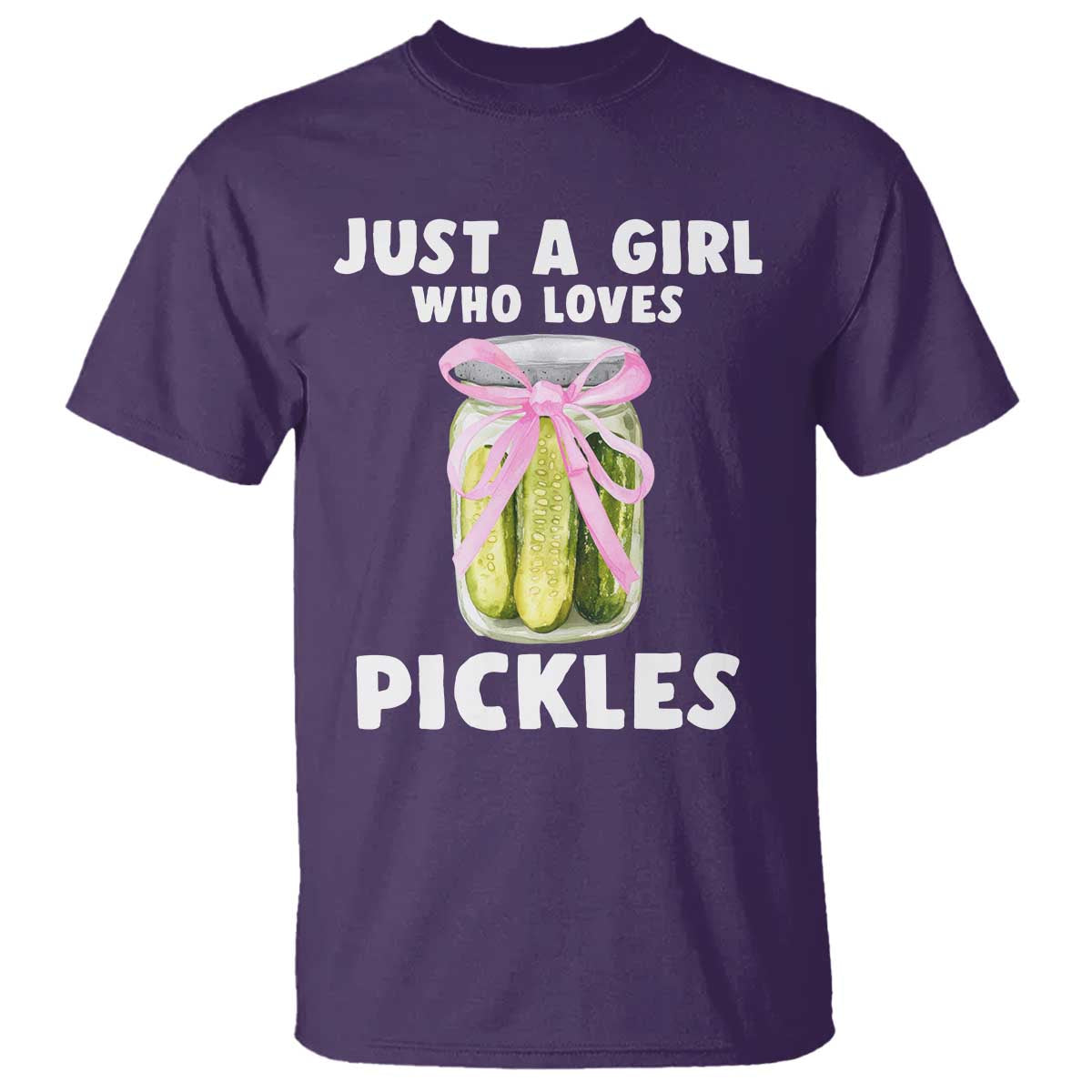 Just a Girl Who Loves Pickles T Shirt Pickle Jars with Coquette Bow - Wonder Print Shop
