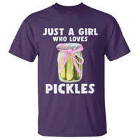 Just a Girl Who Loves Pickles T Shirt Pickle Jars with Coquette Bow - Wonder Print Shop