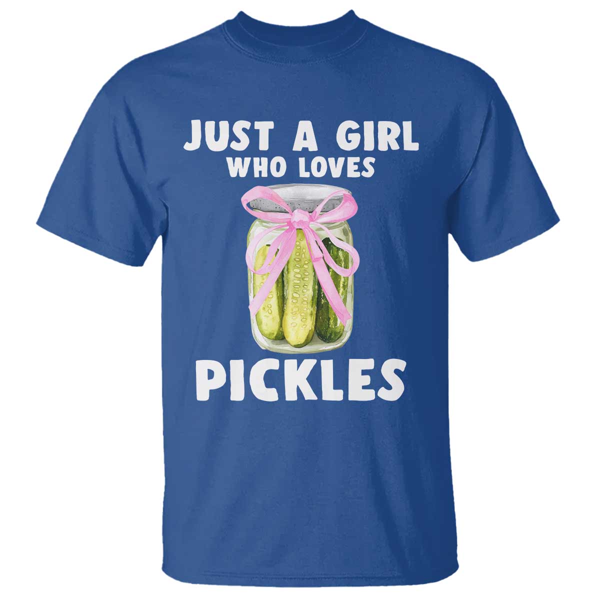 Just a Girl Who Loves Pickles T Shirt Pickle Jars with Coquette Bow - Wonder Print Shop