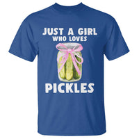 Just a Girl Who Loves Pickles T Shirt Pickle Jars with Coquette Bow - Wonder Print Shop