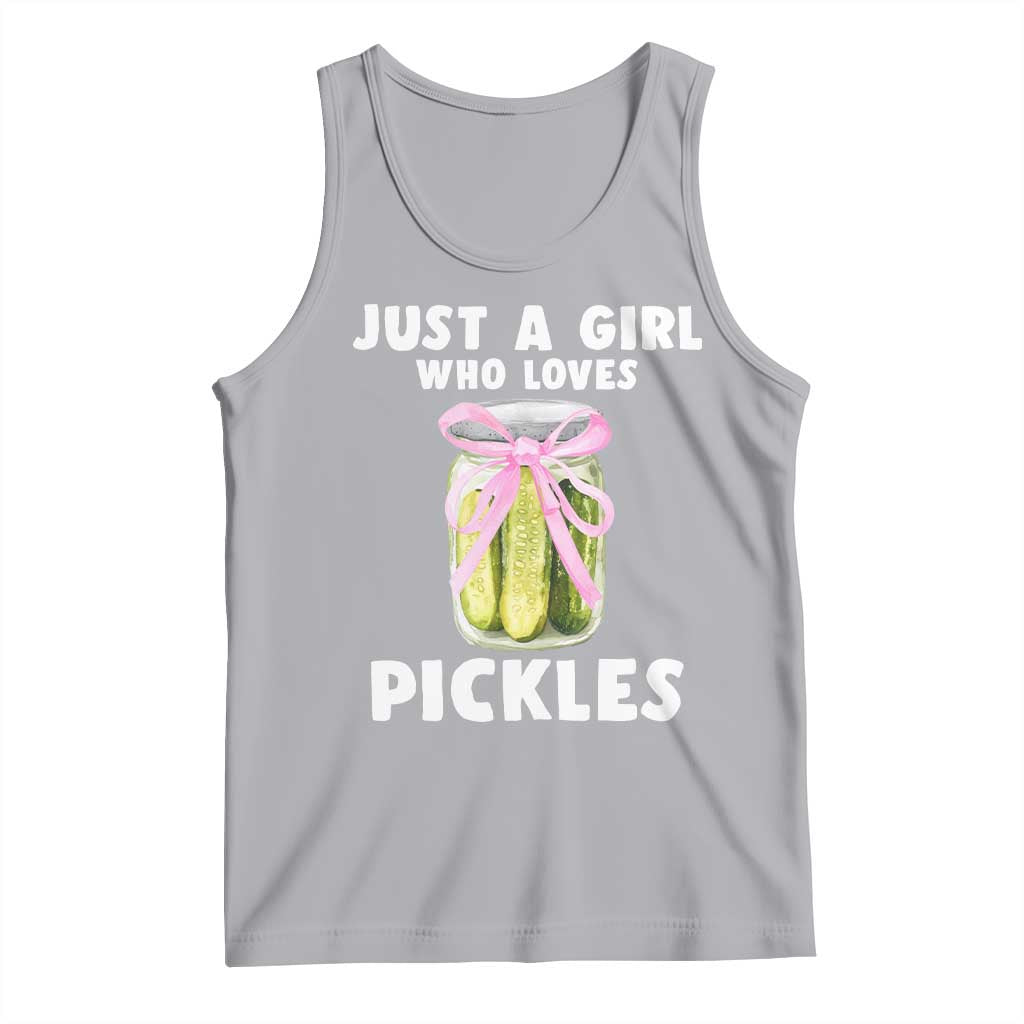 Just a Girl Who Loves Pickles Tank Top Pickle Jars with Coquette Bow - Wonder Print Shop