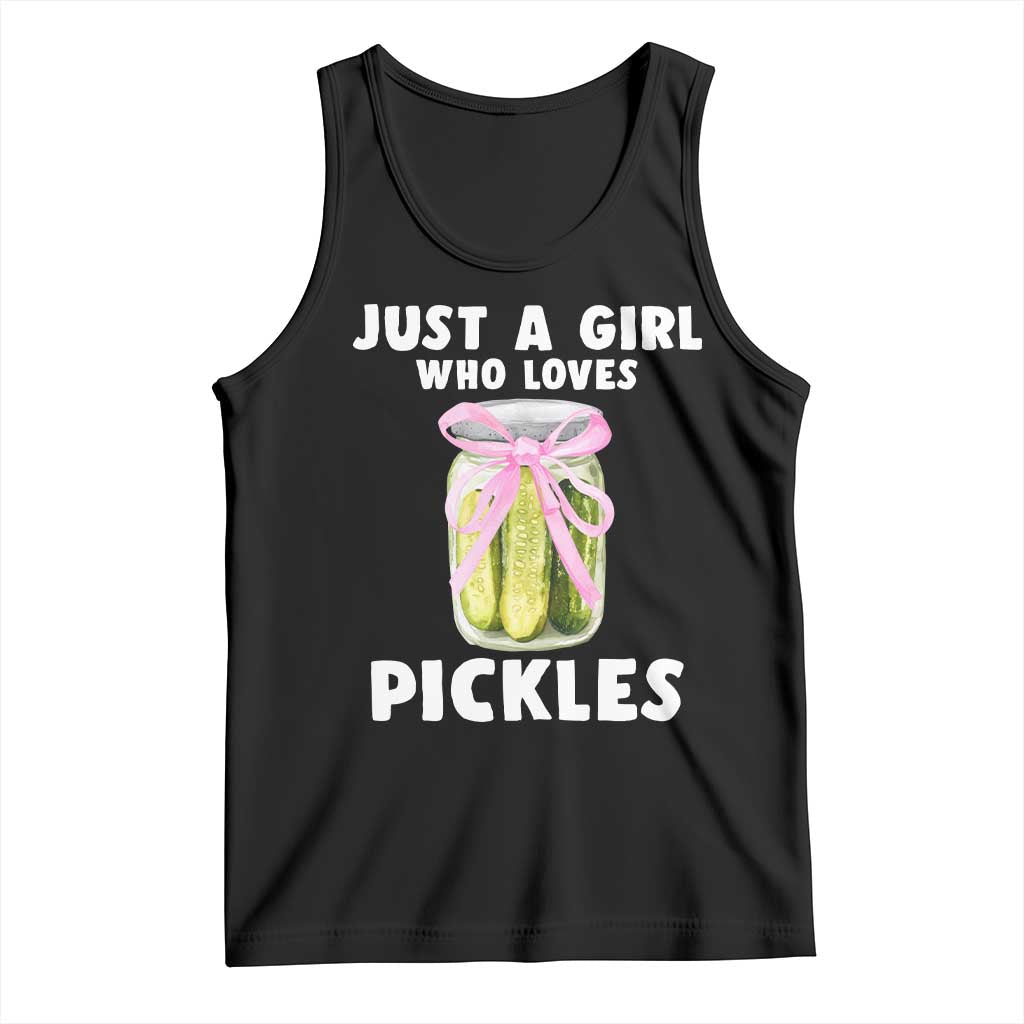 Just a Girl Who Loves Pickles Tank Top Pickle Jars with Coquette Bow - Wonder Print Shop