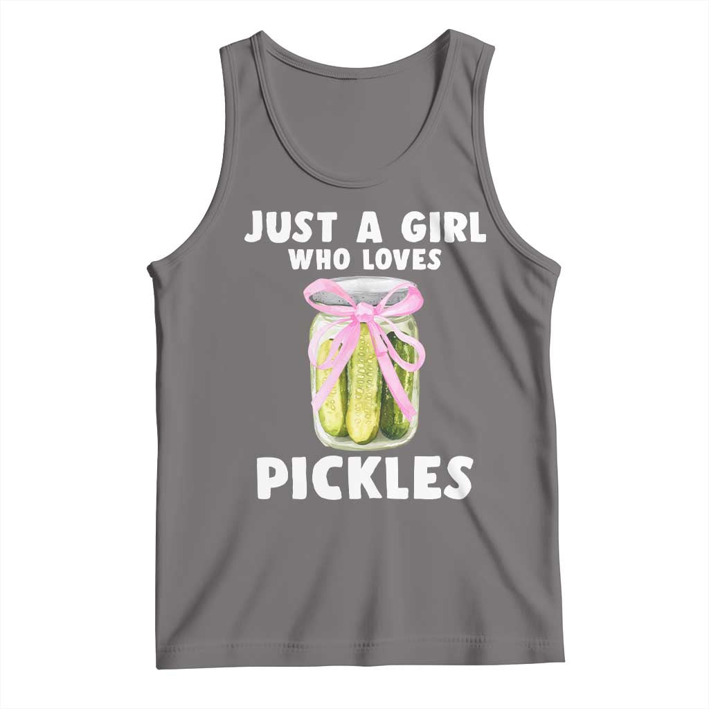 Just a Girl Who Loves Pickles Tank Top Pickle Jars with Coquette Bow - Wonder Print Shop