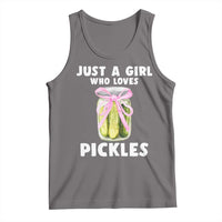 Just a Girl Who Loves Pickles Tank Top Pickle Jars with Coquette Bow - Wonder Print Shop