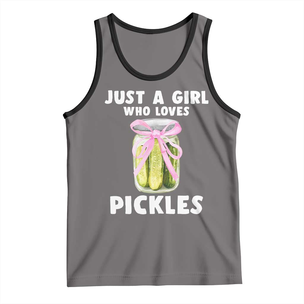 Just a Girl Who Loves Pickles Tank Top Pickle Jars with Coquette Bow - Wonder Print Shop