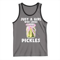 Just a Girl Who Loves Pickles Tank Top Pickle Jars with Coquette Bow - Wonder Print Shop