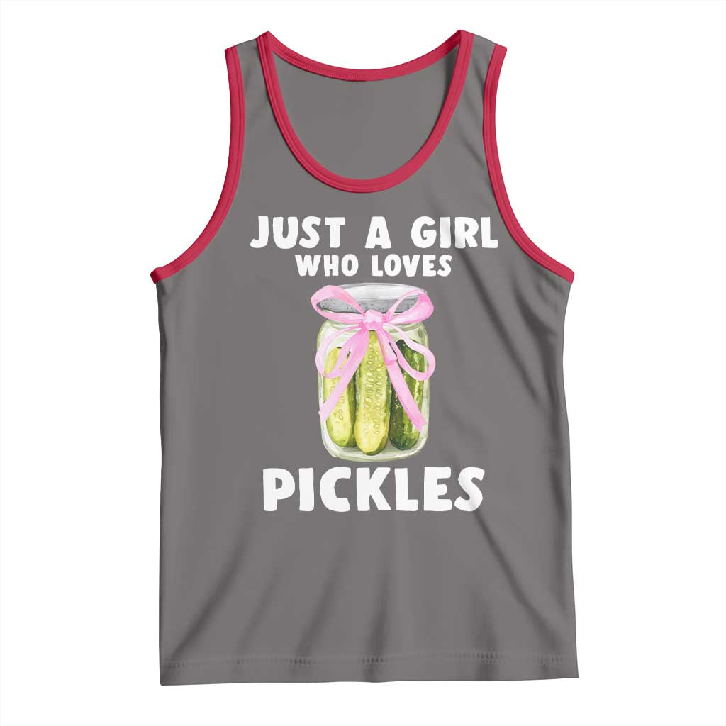 Just a Girl Who Loves Pickles Tank Top Pickle Jars with Coquette Bow - Wonder Print Shop