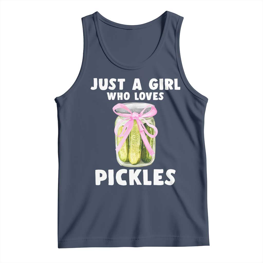 Just a Girl Who Loves Pickles Tank Top Pickle Jars with Coquette Bow - Wonder Print Shop