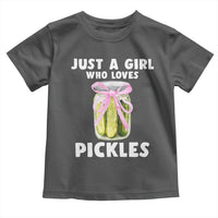 Just a Girl Who Loves Pickles Toddler T Shirt Pickle Jars with Coquette Bow - Wonder Print Shop