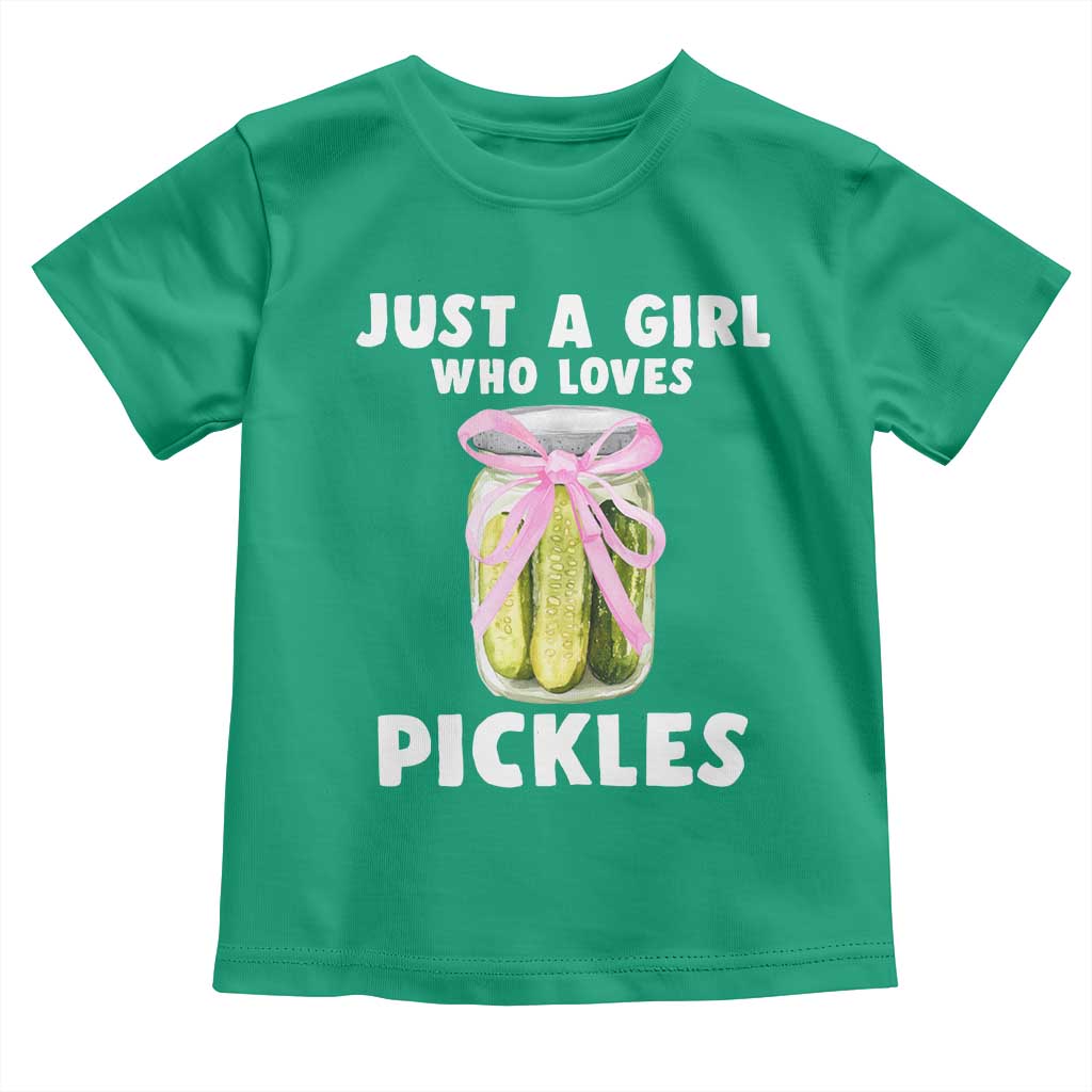 Just a Girl Who Loves Pickles Toddler T Shirt Pickle Jars with Coquette Bow - Wonder Print Shop