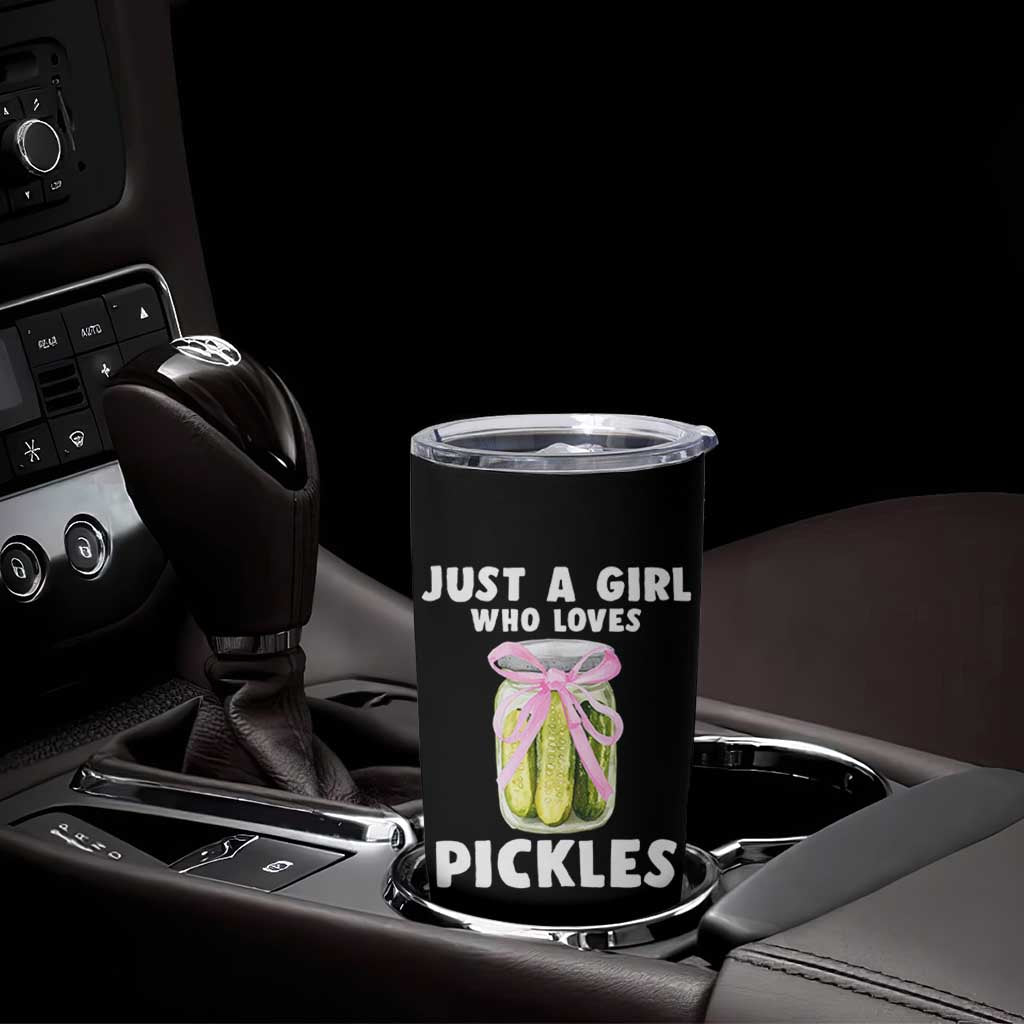 Just a Girl Who Loves Pickles Tumbler Cup Pickle Jars with Coquette Bow - Wonder Print Shop
