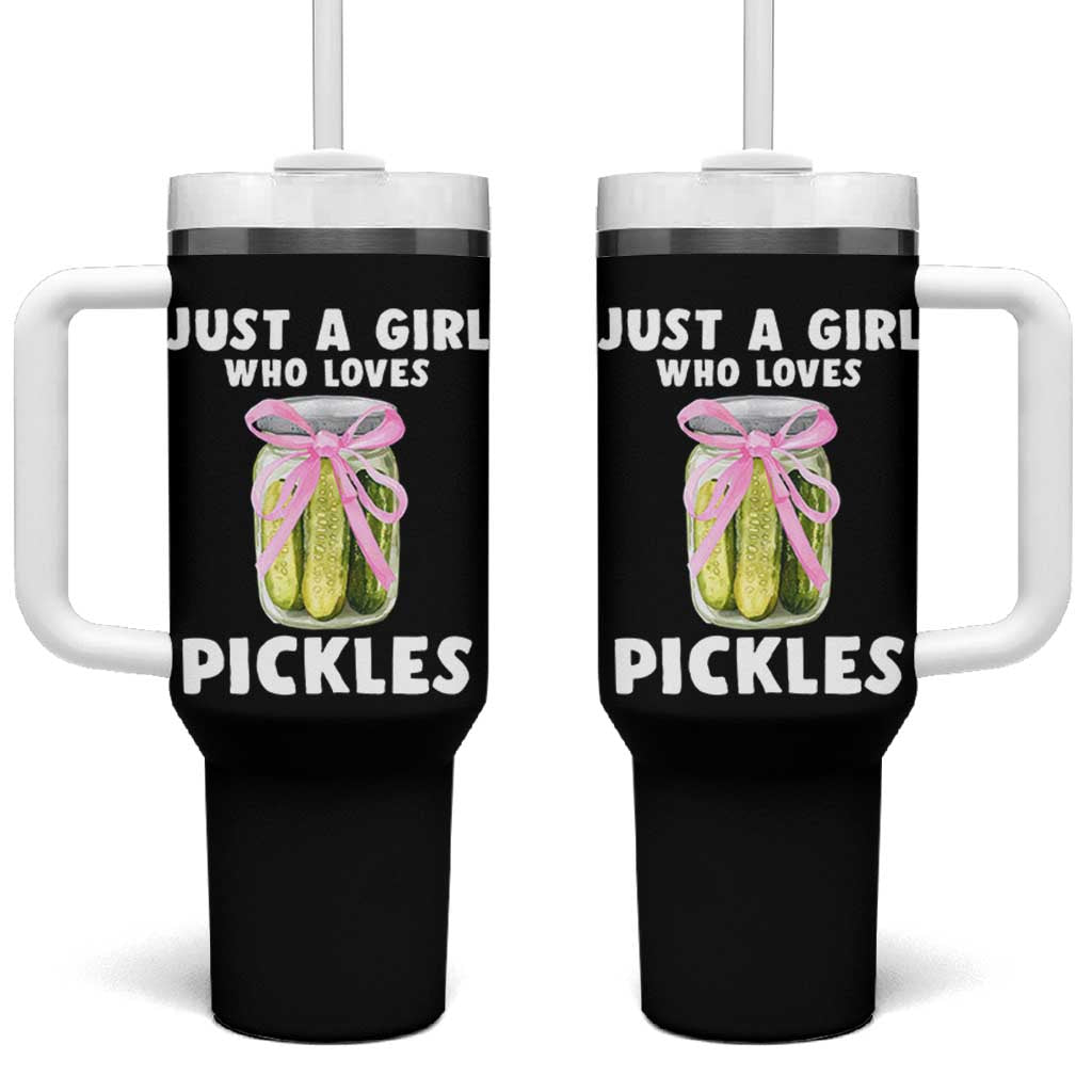 Just a Girl Who Loves Pickles Tumbler With Handle Pickle Jars with Coquette Bow - Wonder Print Shop