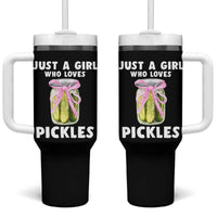 Just a Girl Who Loves Pickles Tumbler With Handle Pickle Jars with Coquette Bow - Wonder Print Shop