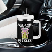 Just a Girl Who Loves Pickles Tumbler With Handle Pickle Jars with Coquette Bow - Wonder Print Shop
