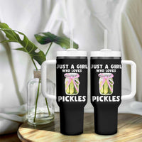 Just a Girl Who Loves Pickles Tumbler With Handle Pickle Jars with Coquette Bow - Wonder Print Shop