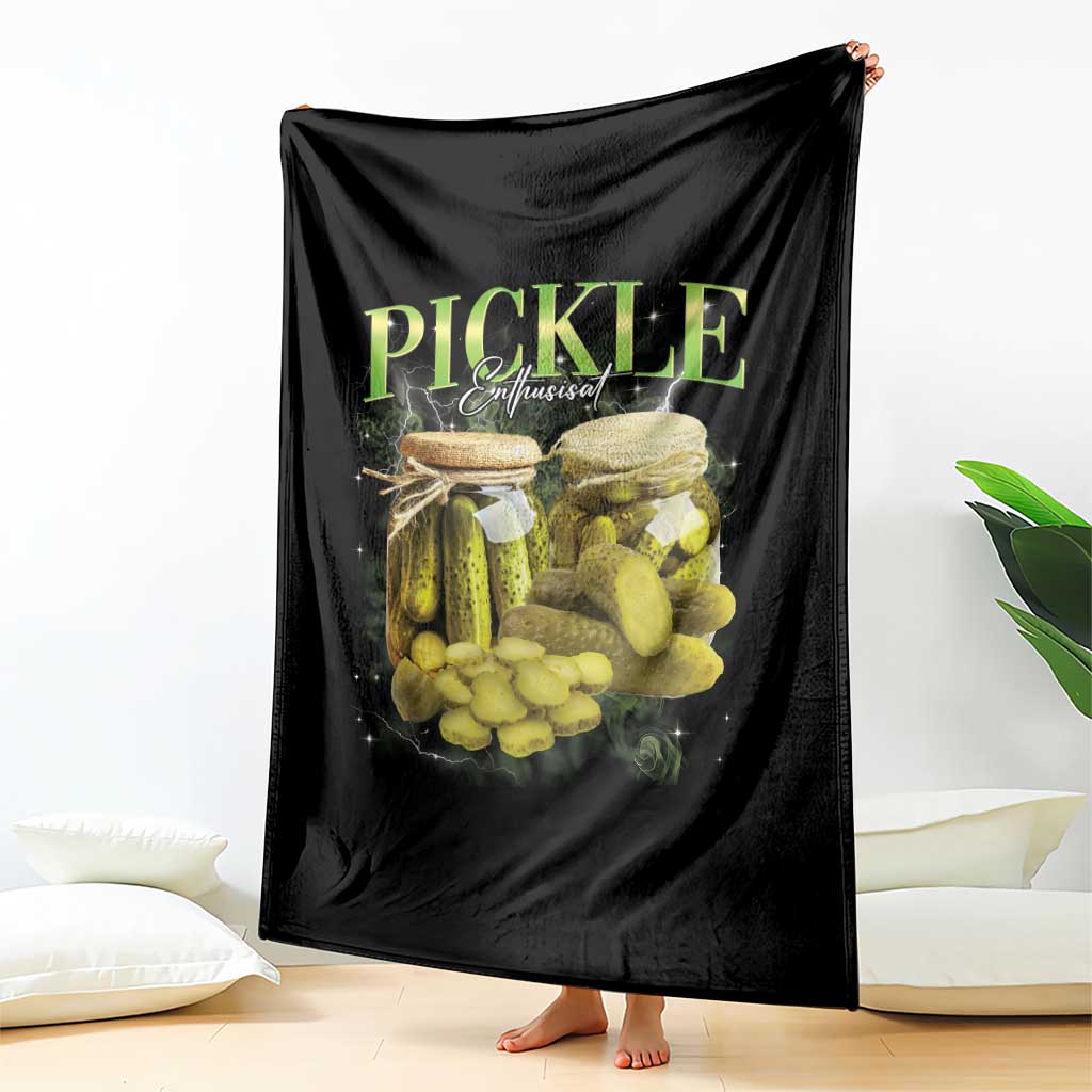 Pickle Lovers Throw Blanket Retro Pickle Enthusiast Vintage 90s Graphic