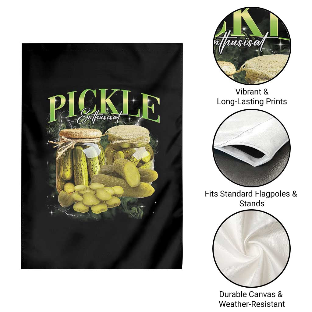 Pickle Lovers Garden Flag Retro Pickle Enthusiast Vintage 90s Graphic