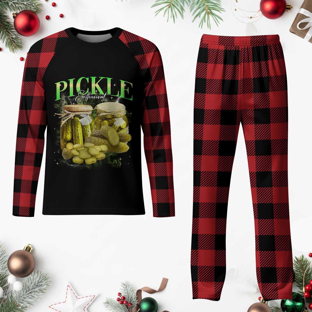Pickle Lovers Plaid Pajama Set Retro Pickle Enthusiast Vintage 90s Graphic