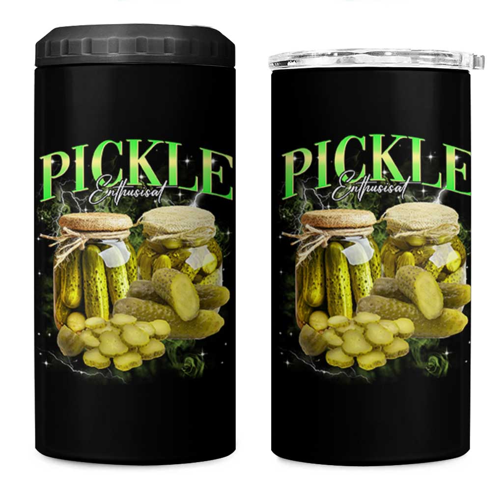 Pickle Lovers 4 in 1 Can Cooler Tumbler Retro Pickle Enthusiast Vintage 90s Graphic