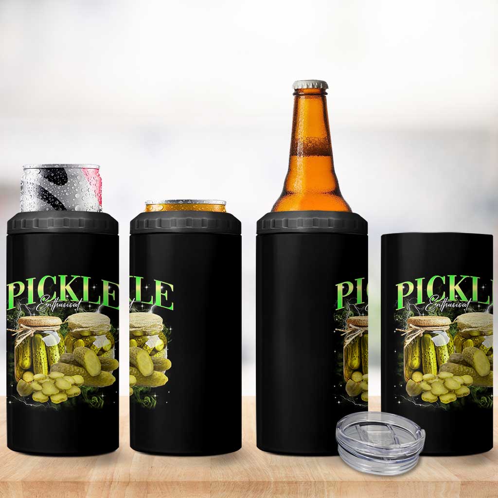 Pickle Lovers 4 in 1 Can Cooler Tumbler Retro Pickle Enthusiast Vintage 90s Graphic