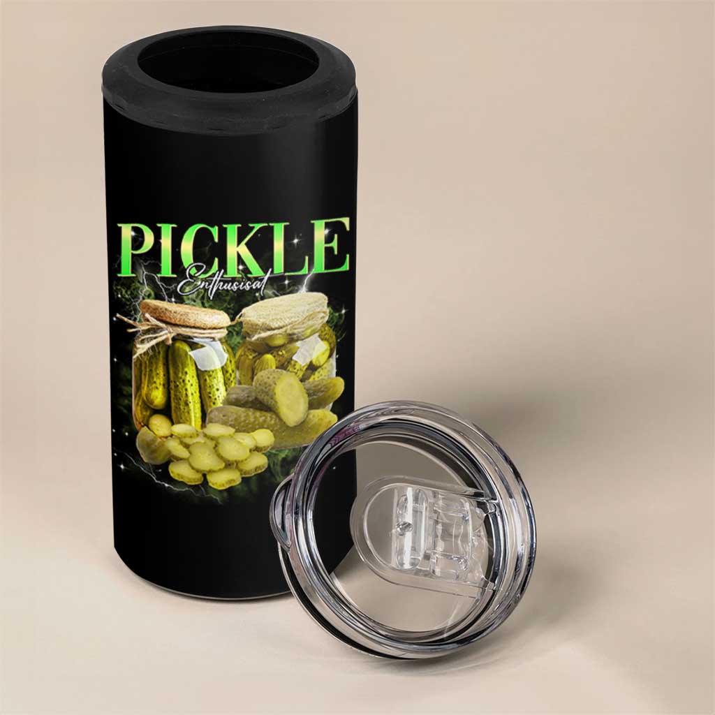 Pickle Lovers 4 in 1 Can Cooler Tumbler Retro Pickle Enthusiast Vintage 90s Graphic