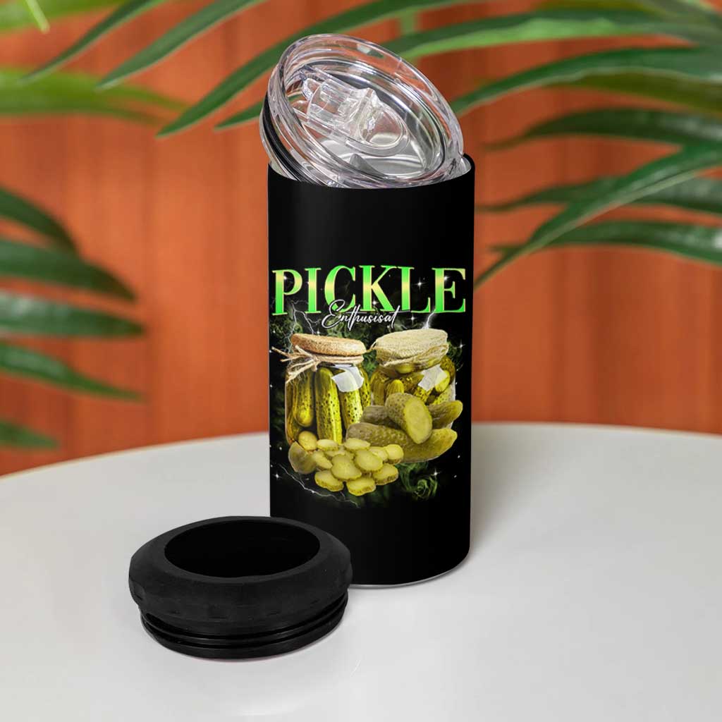 Pickle Lovers 4 in 1 Can Cooler Tumbler Retro Pickle Enthusiast Vintage 90s Graphic