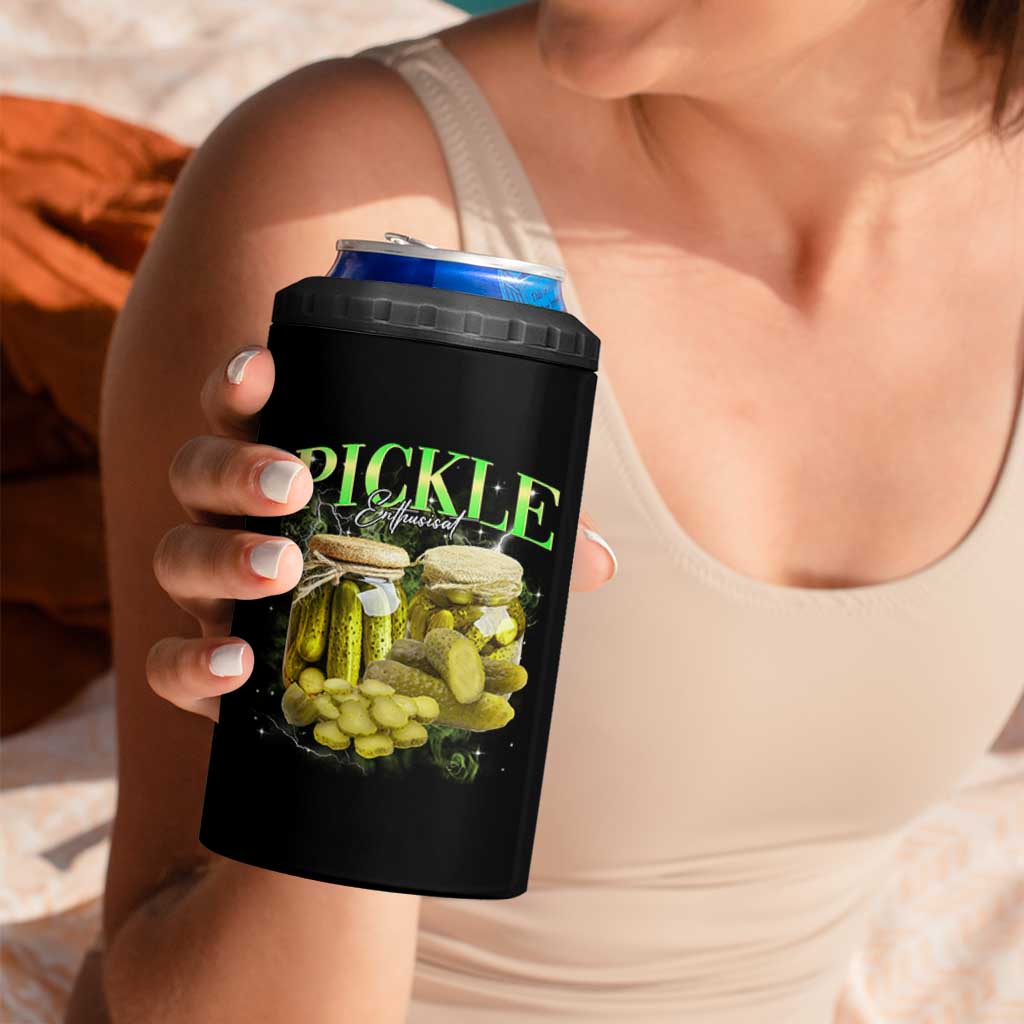 Pickle Lovers 4 in 1 Can Cooler Tumbler Retro Pickle Enthusiast Vintage 90s Graphic
