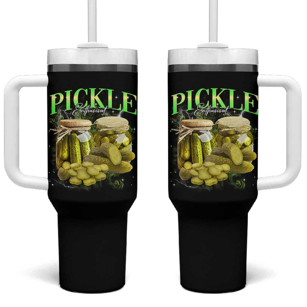 Pickle Lovers Tumbler With Handle Retro Pickle Enthusiast Vintage 90s Graphic