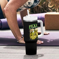 Pickle Lovers Tumbler With Handle Retro Pickle Enthusiast Vintage 90s Graphic