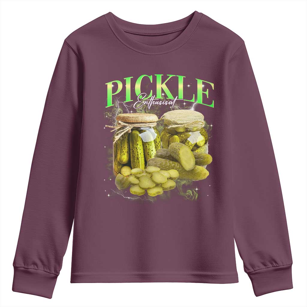 Pickle Lovers Youth Sweatshirt Retro Pickle Enthusiast Vintage 90s Graphic